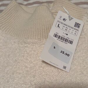 NWT Zara Women's White Cowl Neck Sweater